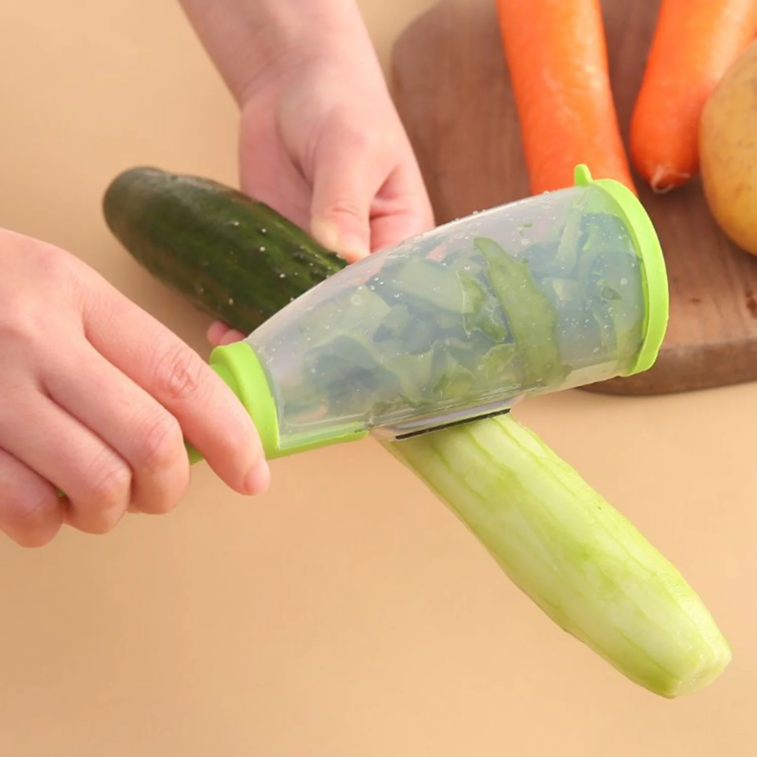 

Vegetable and Fruit Peeler with Tube - Manual Peeling Gadget for Household Use