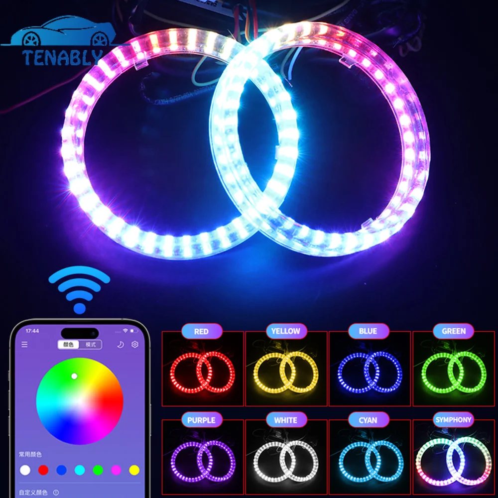 anelli-led-rgb-angel-eyes-80mm-95mm-25-30-pollici-proiettore-led-angel-eyes-sequenziale-con-indicatore-di-direzione-fari-led-per-auto-anelli-halo-12v