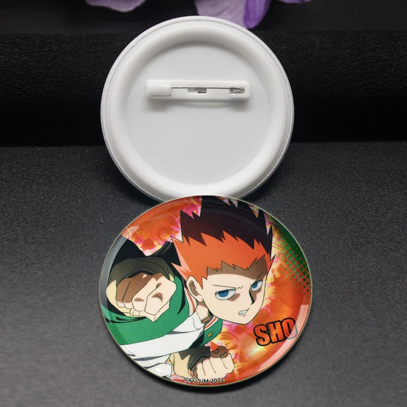 58mm Japanese Anime Mob Psycho 100 Badges on Backpack Accessories Lapel Pins Cartoon Brooches for Clothes Bag Decor Fans Gifts