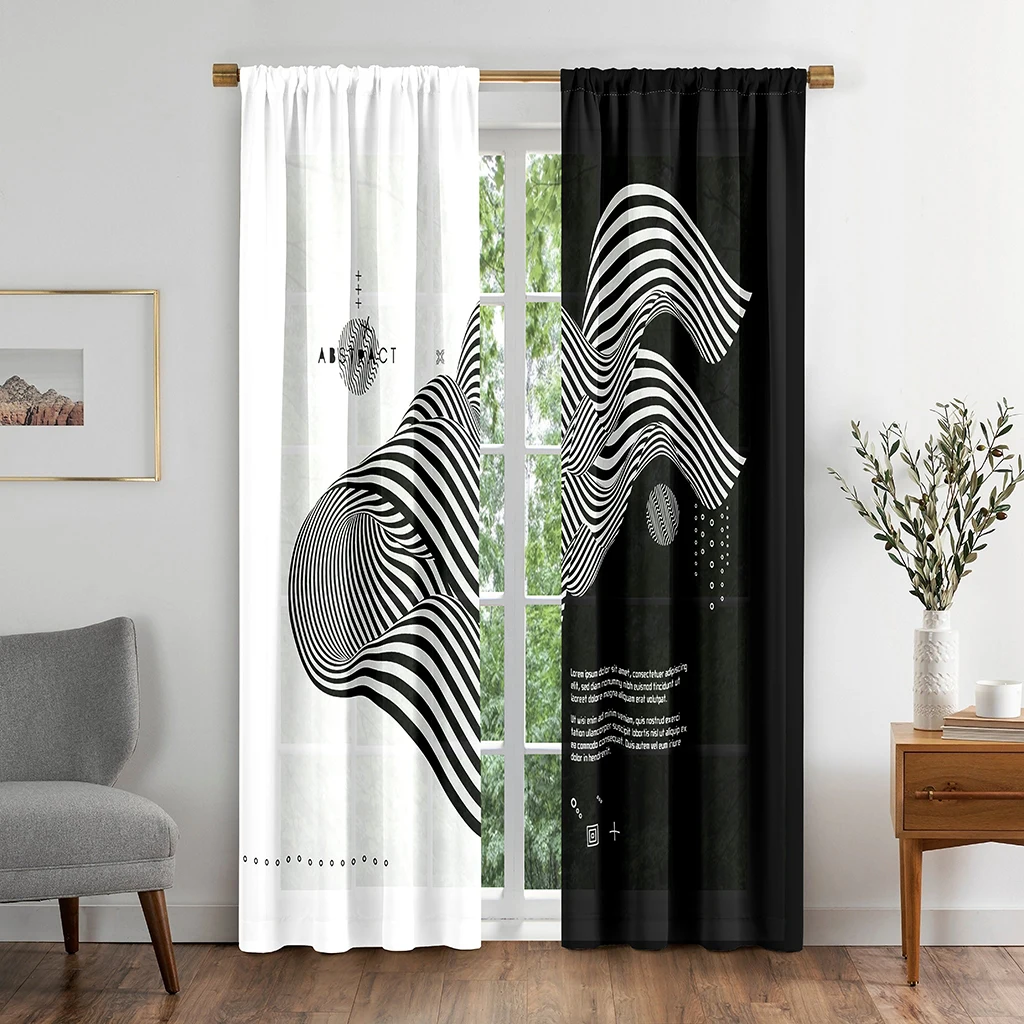 

Abstract Vector Geometric Line- art Blackout Window Curtain for Living Room Bedroom Bathroom Kicthen Door Cupboard Decor Hooks