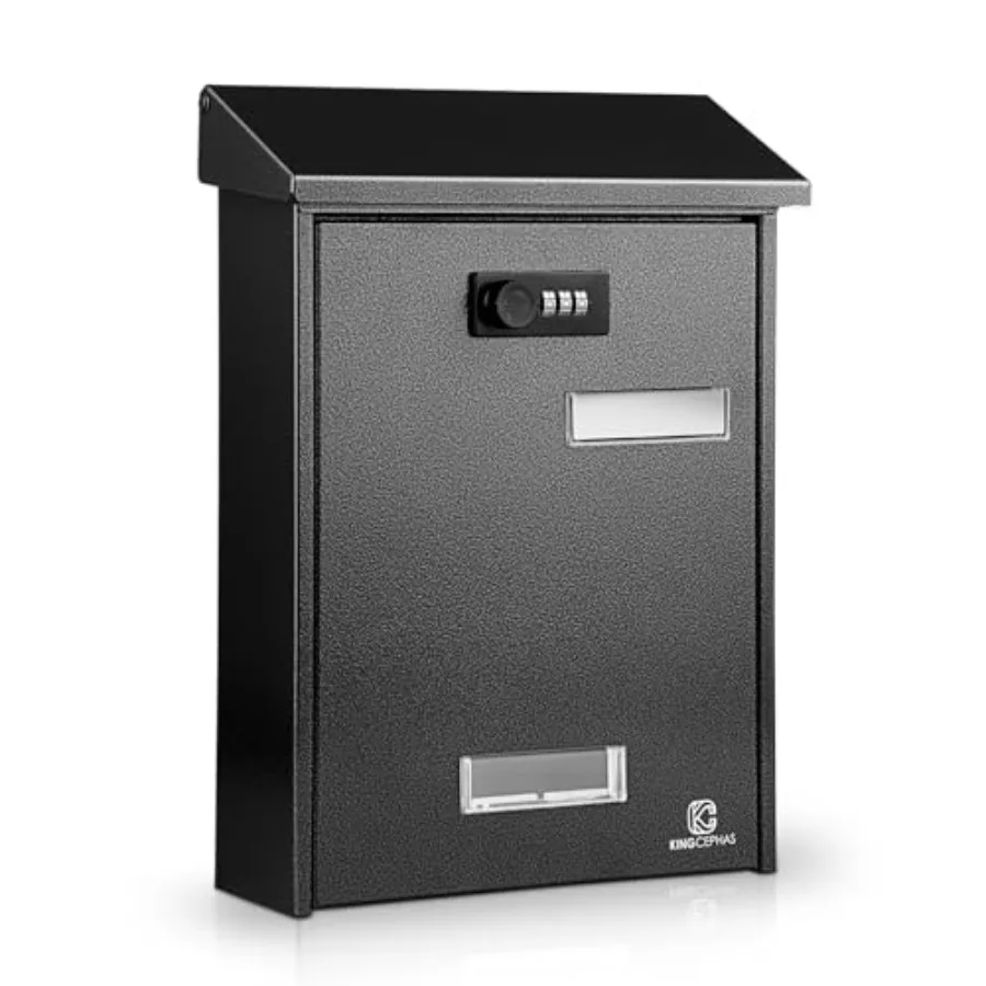 

Wall-Mounted Mailbox with Combination Lock Suggestion Box Square and Upright Capacity Waterproof Postbox High Rust Resistance L