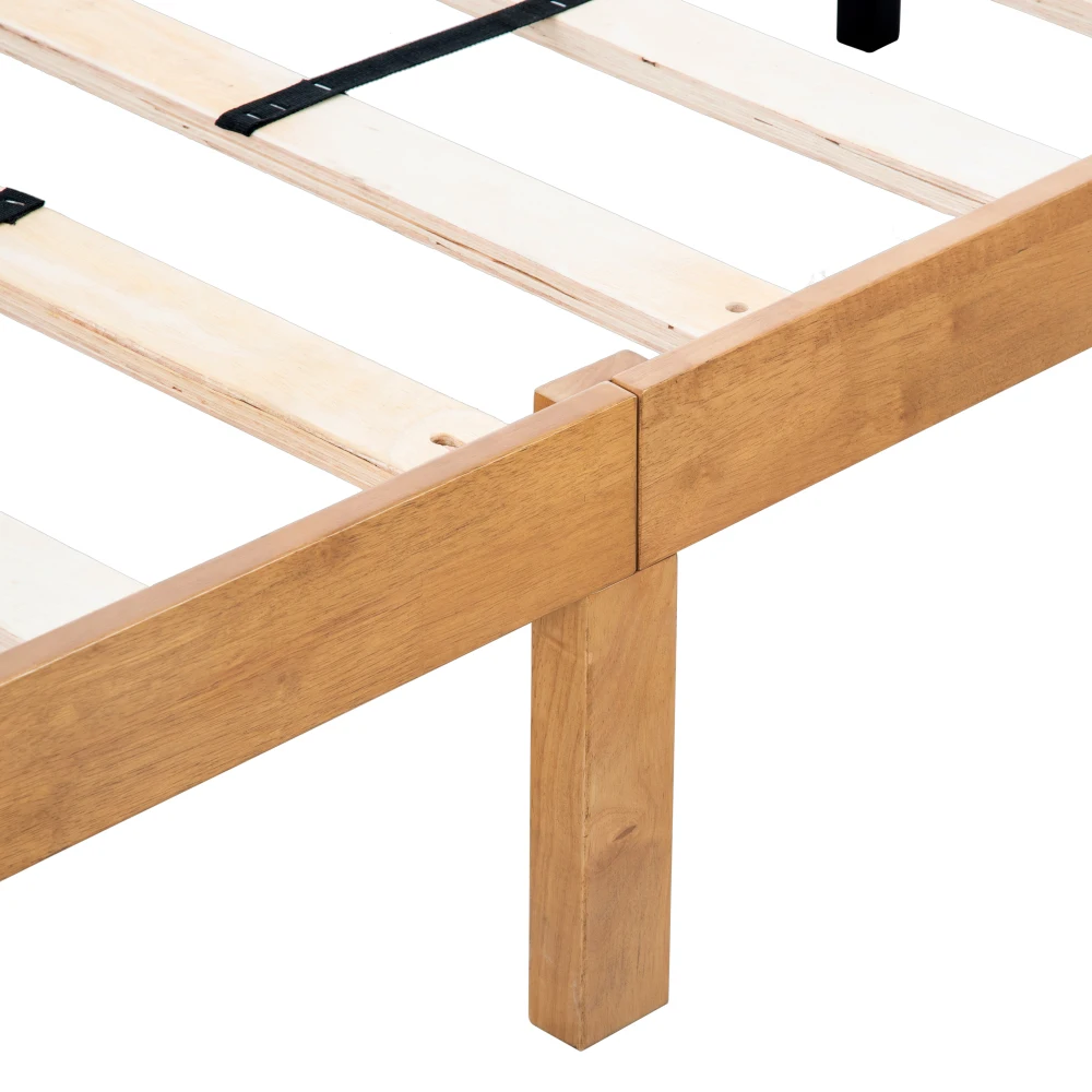 Queen Size Wood Platform Bed Frame,No Box Spring Needed,Strong Wood Slat Support, Easy Assembly Bedroom Furniture image 6