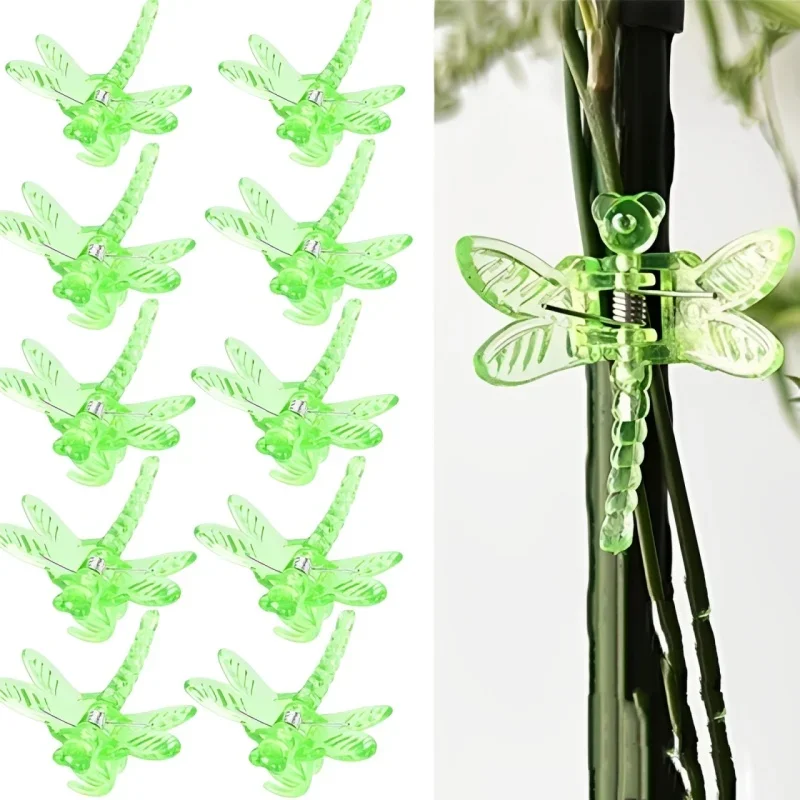 10pcs Dragonfly Clips Garden Orchid Plant Clamps Flowers Vine Support Fixed Stem Clasp Tied Bundle Branch Bonsai Decoration