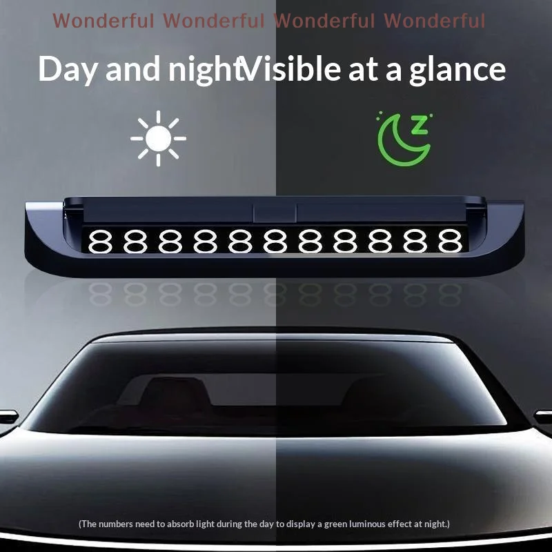 Car Temporary Parking Phone Number Plate Waterproof One Click Hide Design Portable Auto Accessory for Daily Driving Use