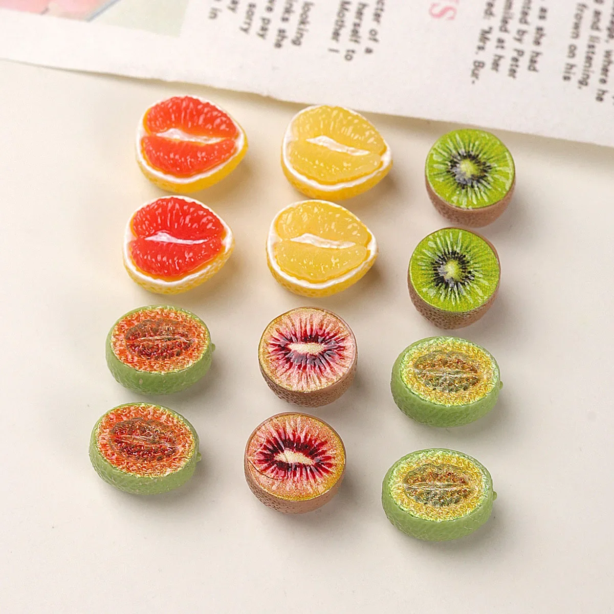 20Pcs Mini Colorful Resin Avocado Kiwi Orange Corn Fruits Vegetables Flatback Pendant Accessory DIY Accessories