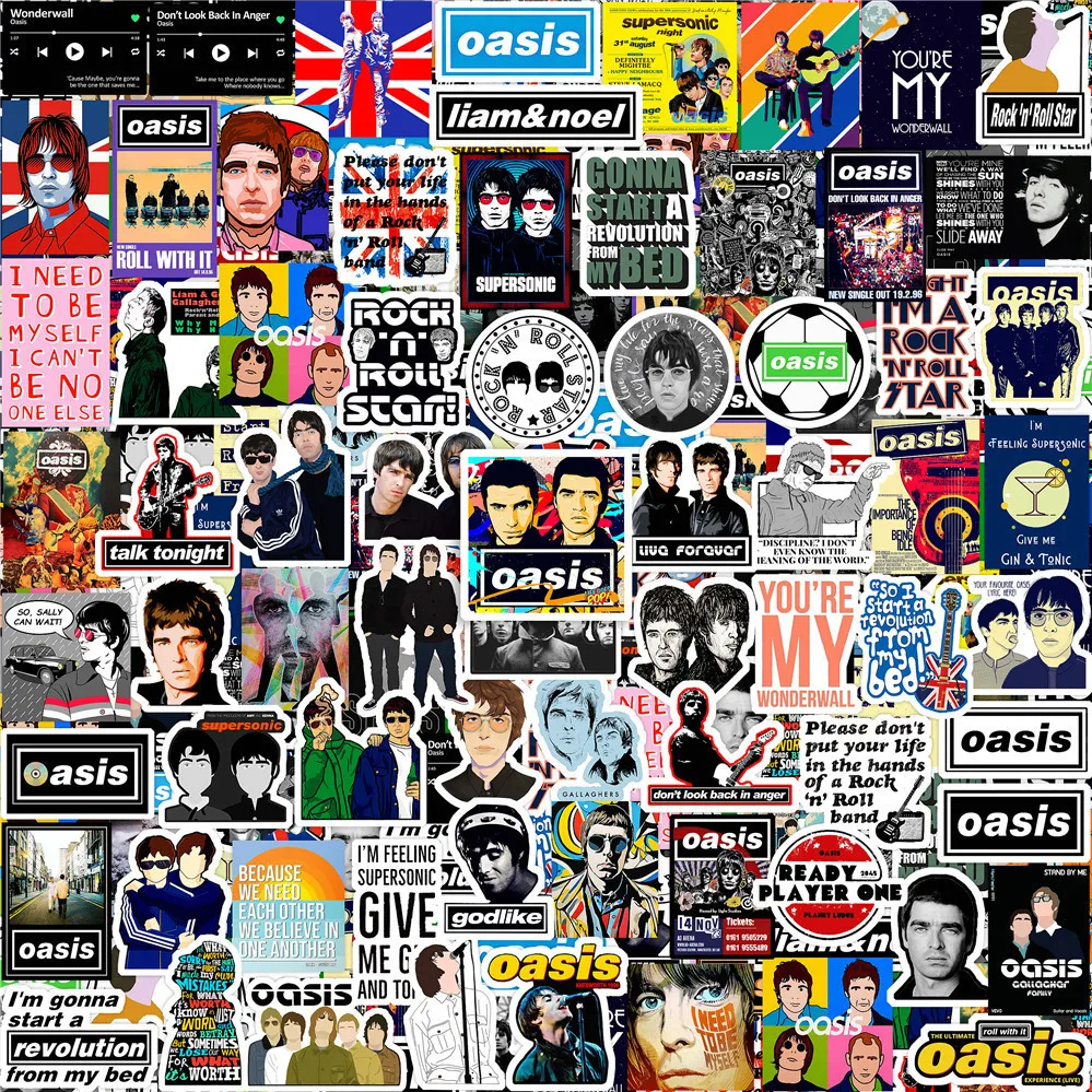 100Pcs Oasis Band Season 1 Rock Mini Stickers DIY Decor For Phone Notebook Journal AnimeWorlds Store