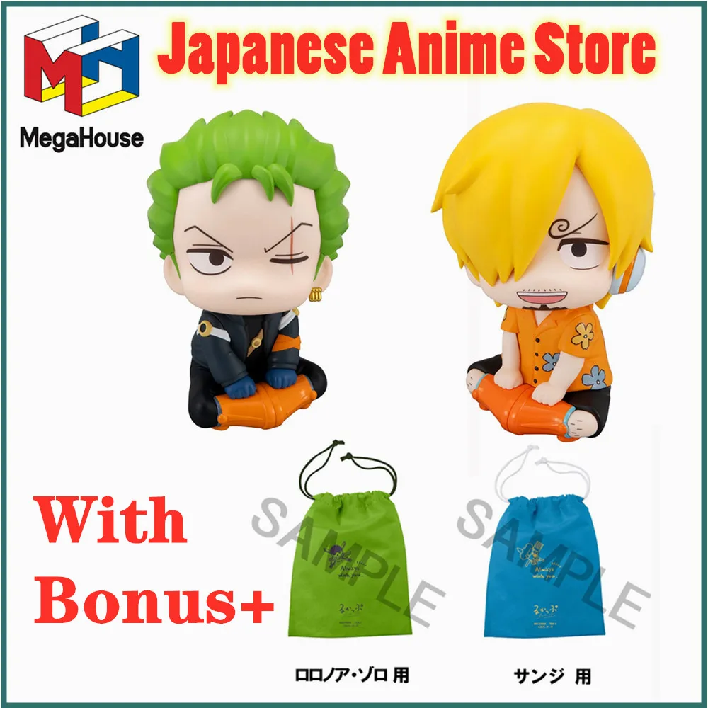 Original bandai megahouse anime figura uma peça zoro sanji olhar up estatueta de ação brinquedos coletor 11cm com bônus