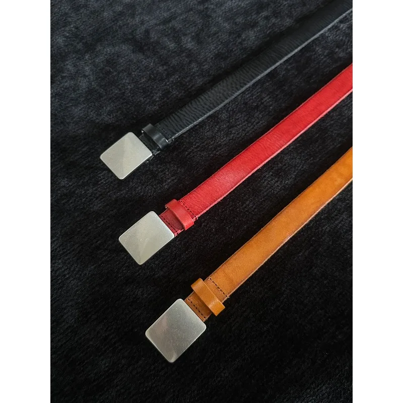 

25FW Our Legacy New Arrival Minimalist Metal Square Buckle Genuine Leather Belt Multicolor Versatile Belts