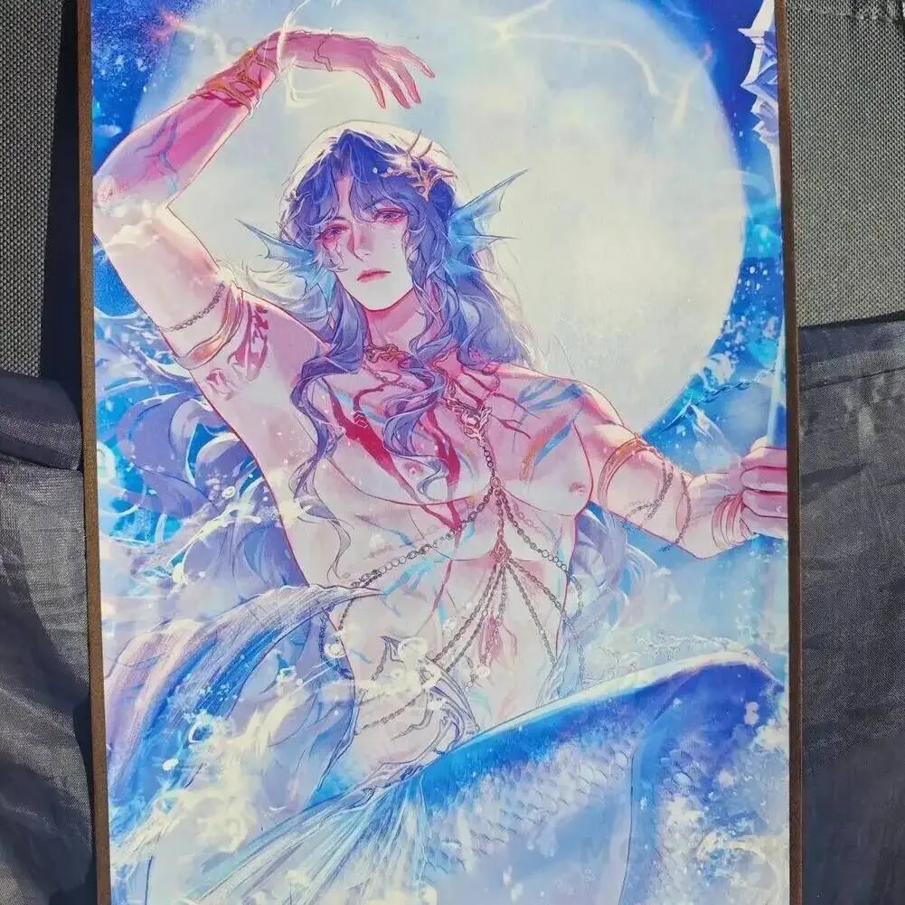 

and Love Deepspace Rafayel Daily Card Series Lemuria Sea God Xiangyun Silk Printed Mini Scroll Wall Hanging Cosplay Game Gift