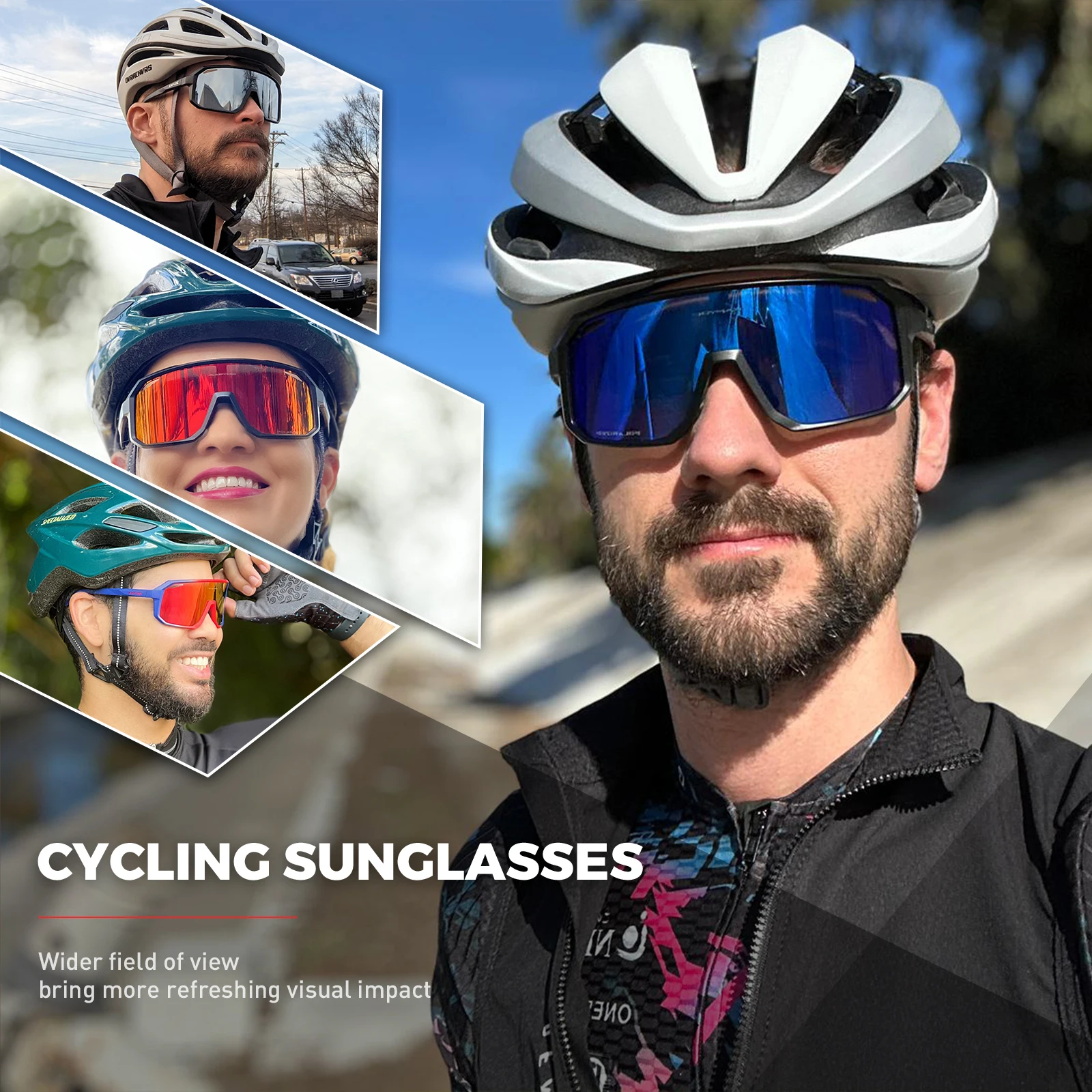 Kapvoe Large-Frame Sports Sunglasses — product information 2