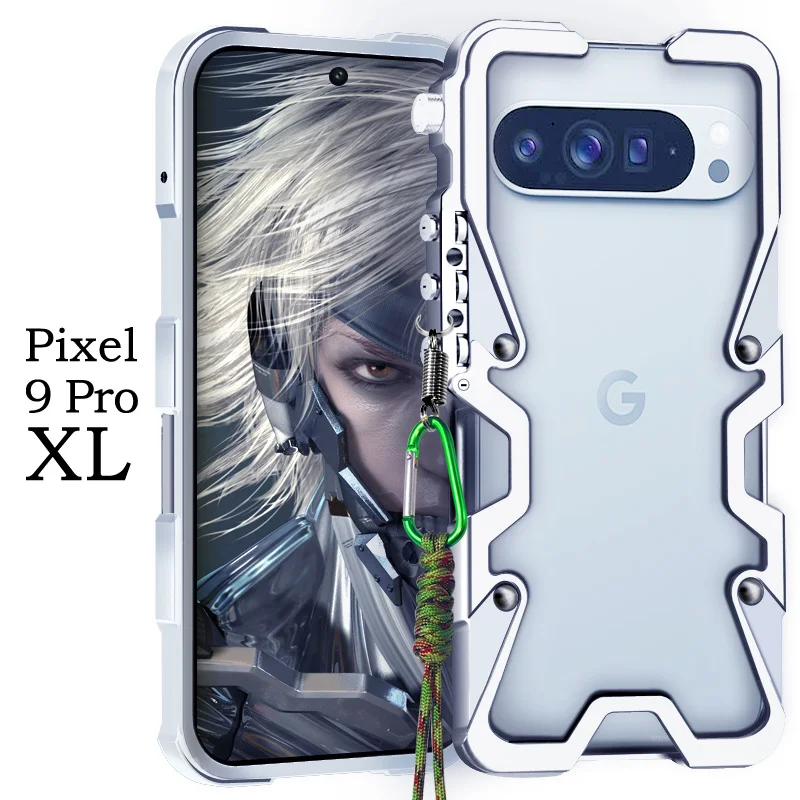 

For Google Pixel 9 Pro XL Case Metal Bumper Fashion Robot Arm Hard Cover Case for Google Pixeel 9 Pro XL 5G Aluminum Alloy Frame