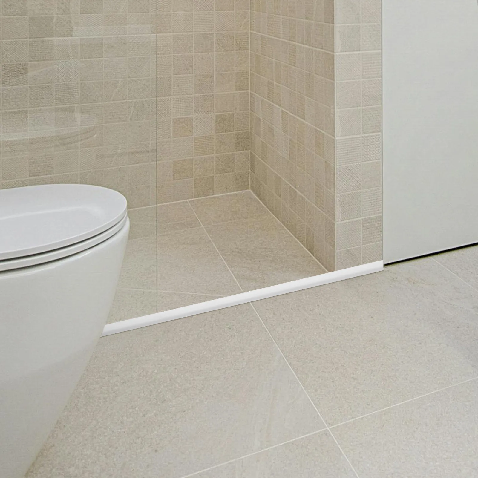 Silicone Shower Threshold Water Strip Flexible Self Adhesive Water Barrier for Bathroom Dry Wet Floor Separation Shower Door