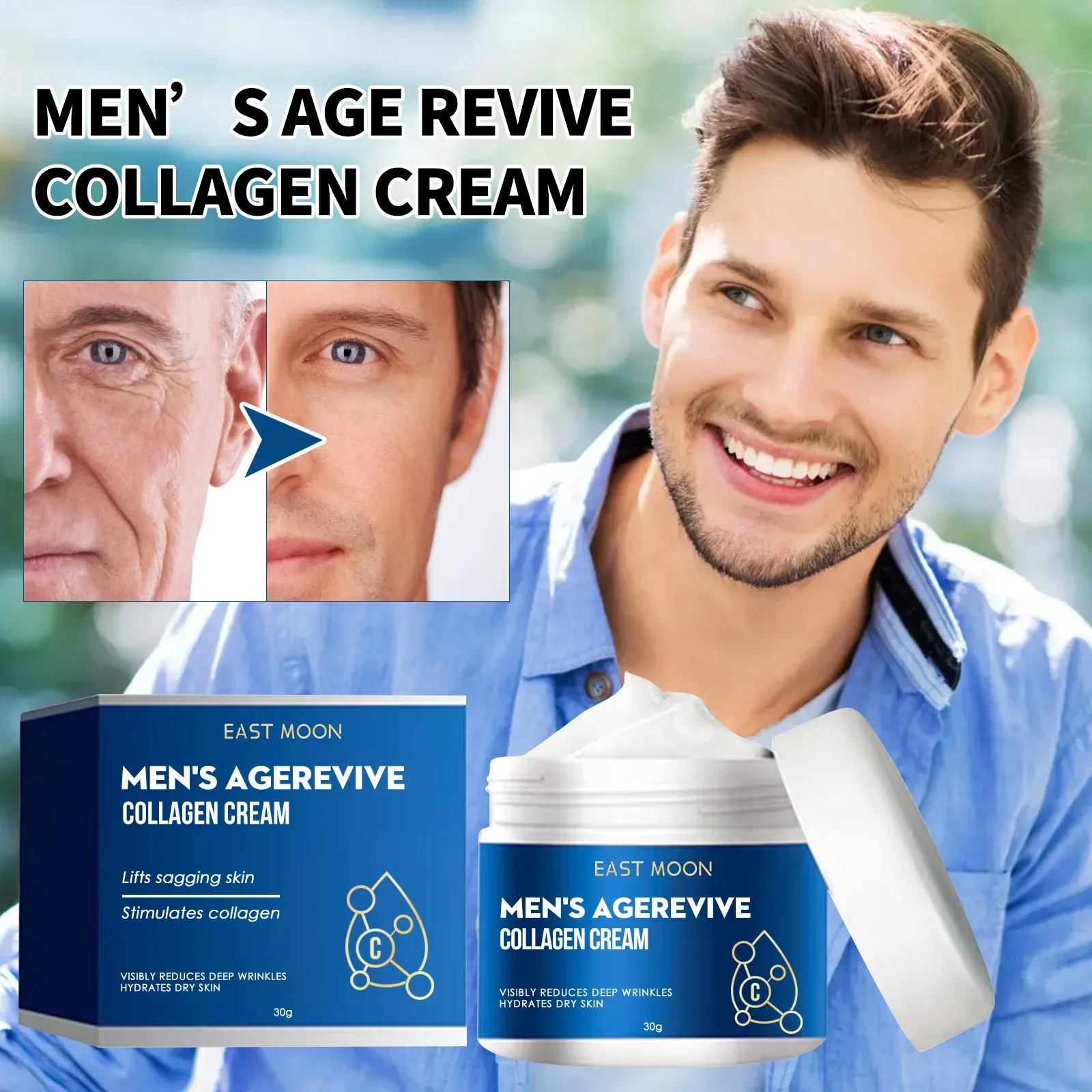 Sdatter-colágeno creme anti-rugas para homens, desvanecer-se linhas finas, levantamento facial, firmando, iluminar, anti-envelhecimento, hidrata, hidratante, Fac