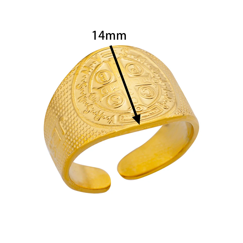 Stainless Steel Cross Vintage Engraved Open Rings For Women 18k Gold Plated Finger Ring Wedding Jewelry Valentine\'s Day Gift
