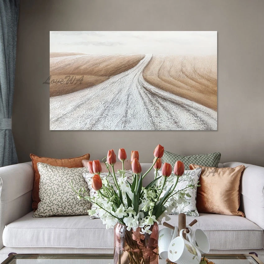 

Unframed High Quality Handmade Painting Abstract Canvas Art Road Simple Scenery Paintings Modern Textured Wall Art Picture