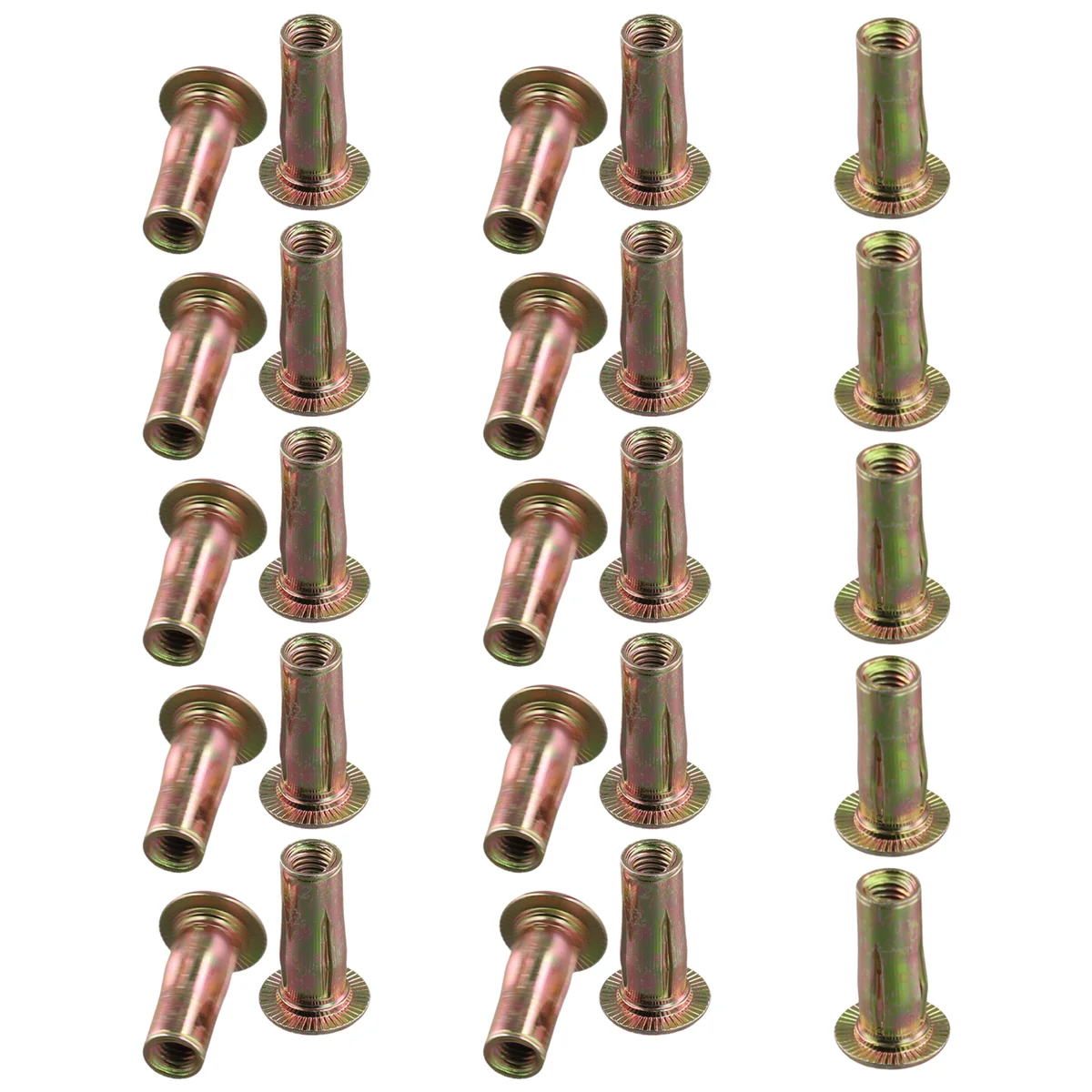 Multi-Grip Rivet-Nut, M8 Pre-Bulbed Shank Carbon Steel Color-Zinc-Plated Flat Threaded Insert Nut 25Pcs