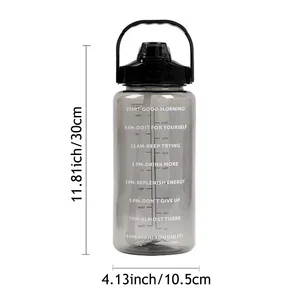 Water bottle with time marker, leakage test, non -slip, plastic, portable, travel, fitness glass, beautiful sticks, 2l 8 Main Sales Water bottle 2 liters - №8