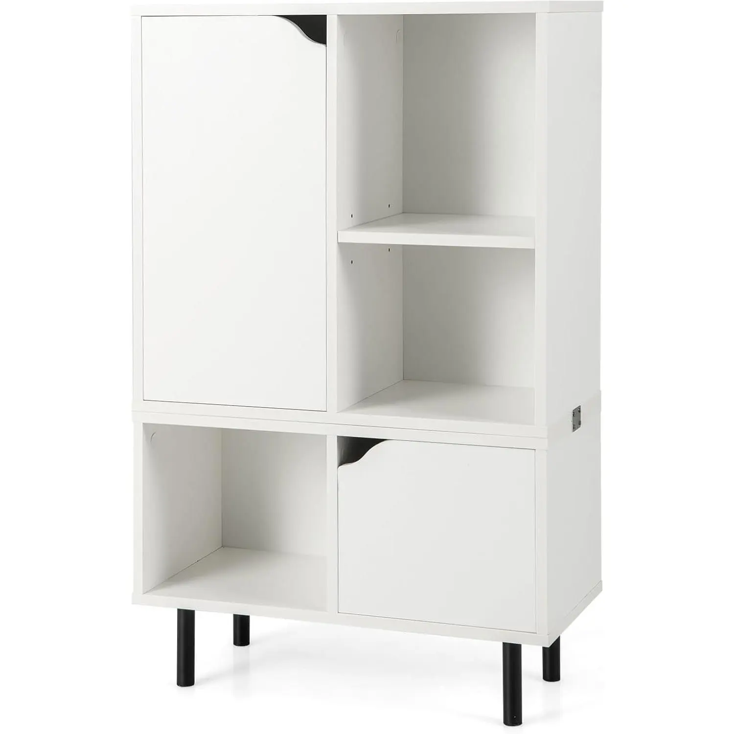 Estantería independiente moderna con estantes ajustables con 3 cubos y 2 armarios apilables para sala de estar, dormitorio, blanco