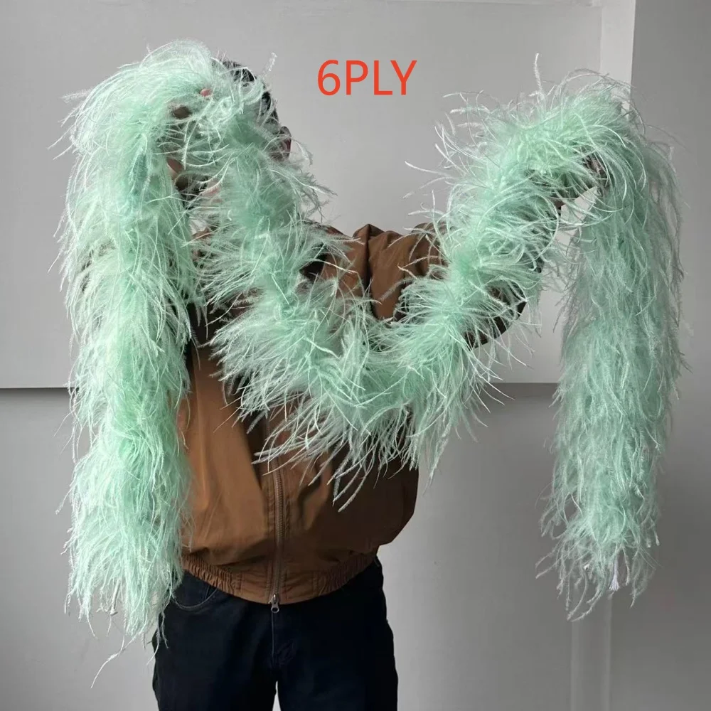 

Natural Ostrich Feather Boa 2M 3-15PLY High Quality Fluffy Plumas Scarf for Party Costume Clothing Sewing Craft Home Art Decor