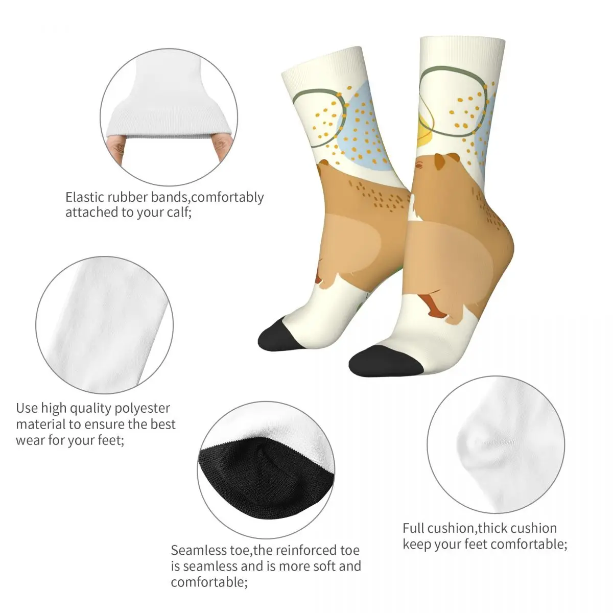 Capybara Abstract And Minimal Capybara Kawaii Socks School Cartoon Pattern Socks