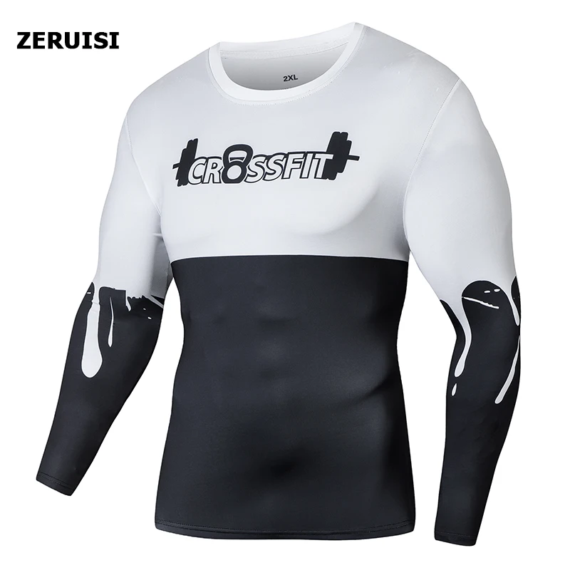 Premium Men's Compression Polyester Tee Long Sleeve Activewear For Gym Training & Sports  Lightweight Stretchy Design