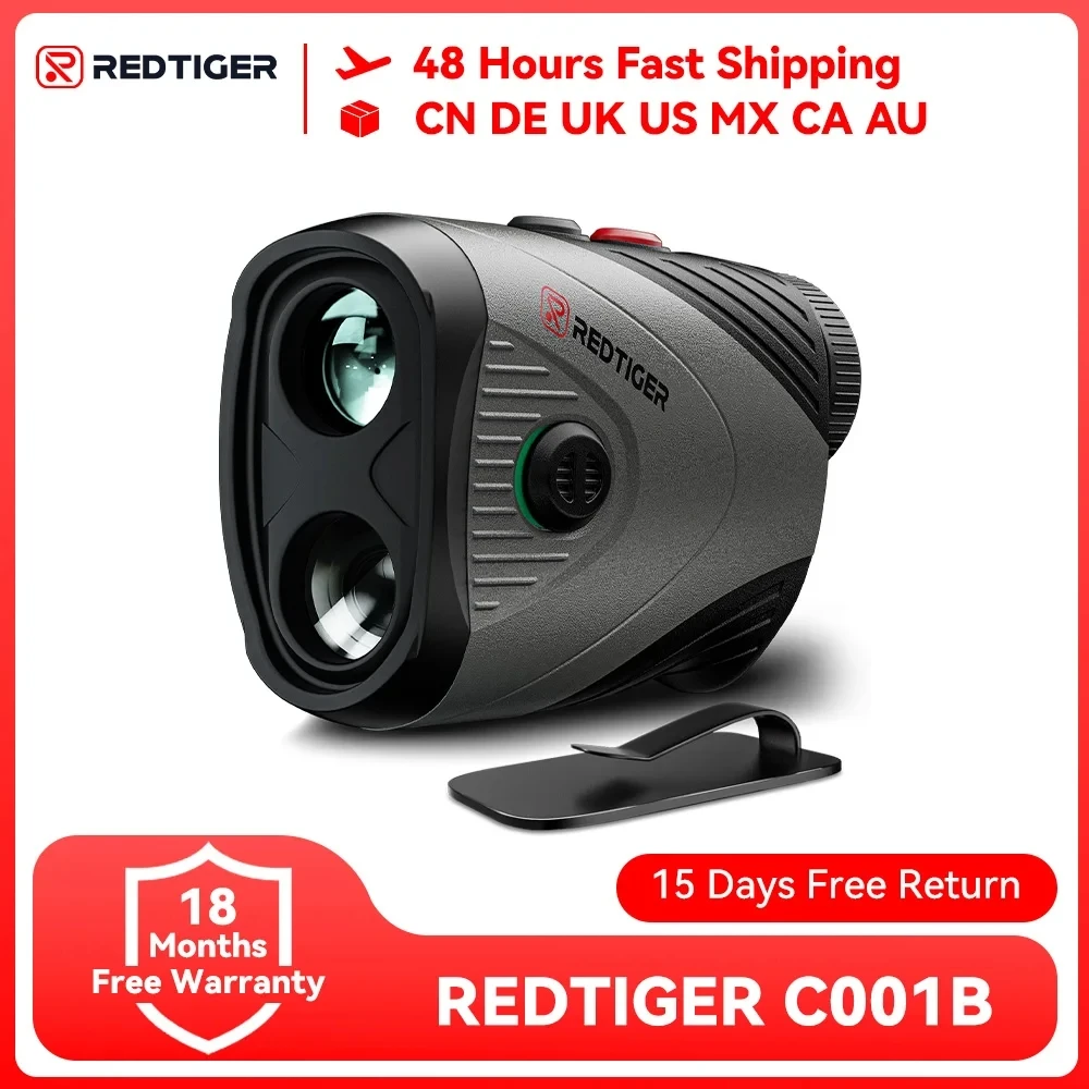 REDTIGER C001B جهاز تحديد المدى للجولف مع منحدر 1000 متر 1200 ياردة جهاز تحديد المدى بالليزر جولف 7X تكبير مكتشف المدى القابل لإعادة الشحن