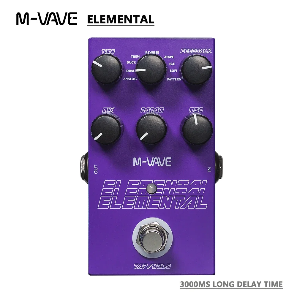 

2024 M-vave Elemental Digital Delay Pedal 9 Different Delay Guitar Effects Supporr for TAP and HOLD Mode Delay Guitar Pedal