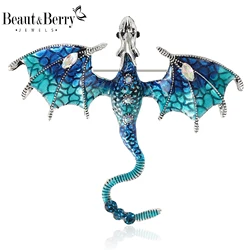 Beaut&Berry Hot Trendy Enamel Flying Dragon Brooches for Women Unisex Animal Pins Office Party Casual Accessories Gifts