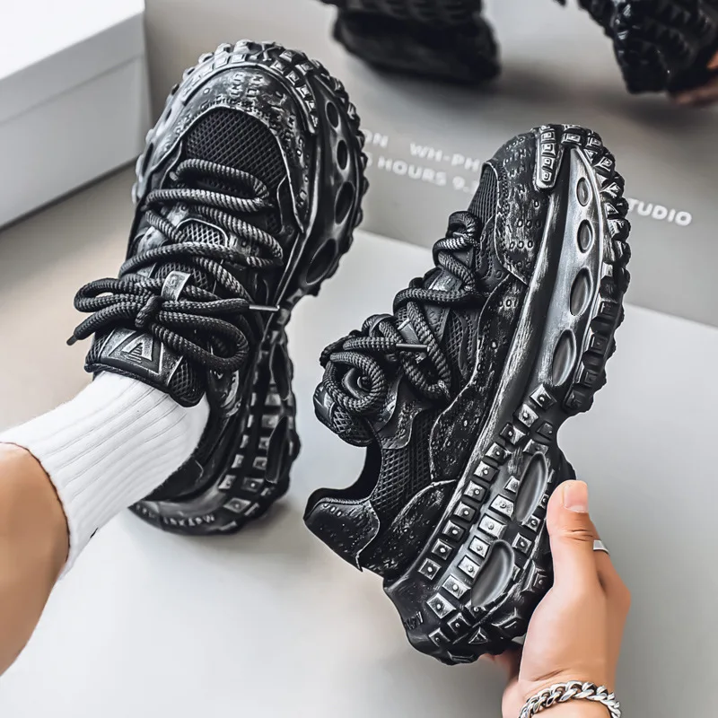 

Мужские кроссовки на массивном каблуке, модные повседневные спортивные туфли на толстой подошве на платформе, молодежная обувь, увеличивающая рост