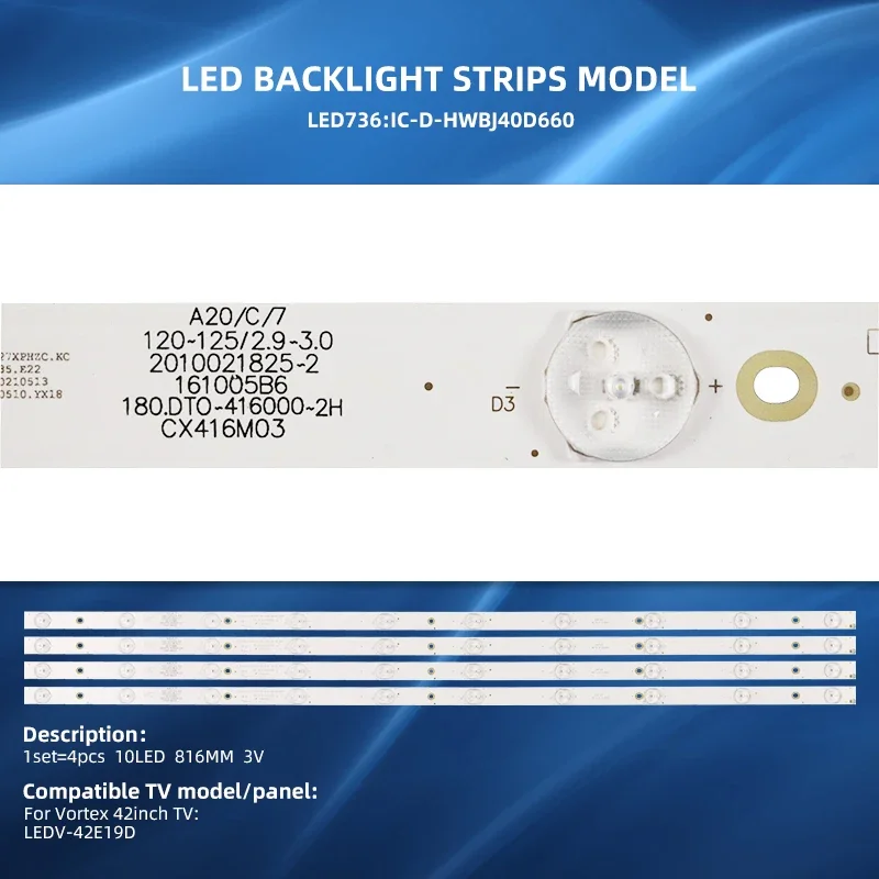 Strip lampu latar LED CX42D10-ZC21FG-03 untuk dexp BBK BBK 42lex-5026/ft2c, 42lex-5027/ft2c LE-4219H