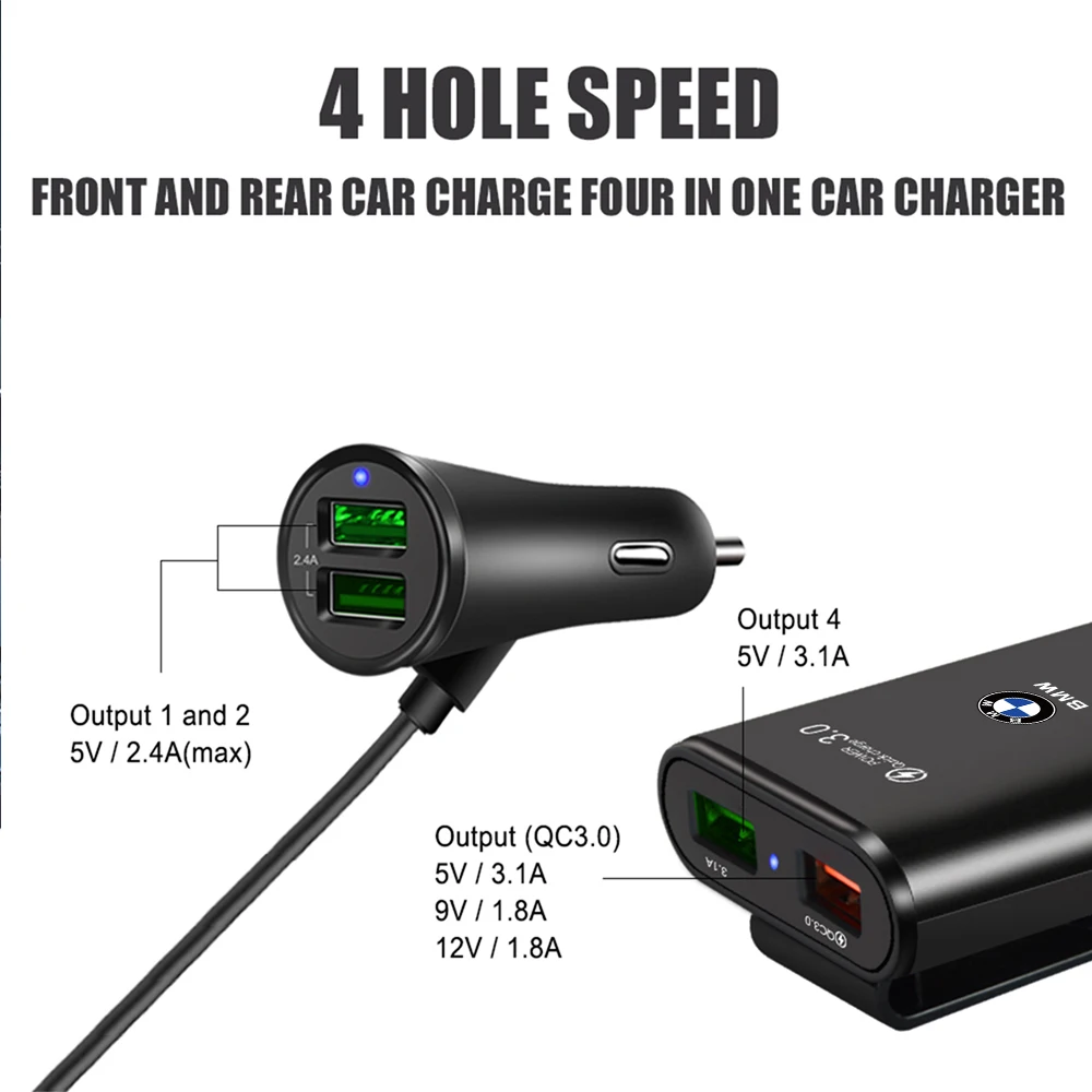 Car Charger Adapter USB Hanging Cell Phone Fast Charger For BMW M Performance E36 E39 E46 E60 E61 E90 X2 X1 X3 X5 E53 E70 M3 M5