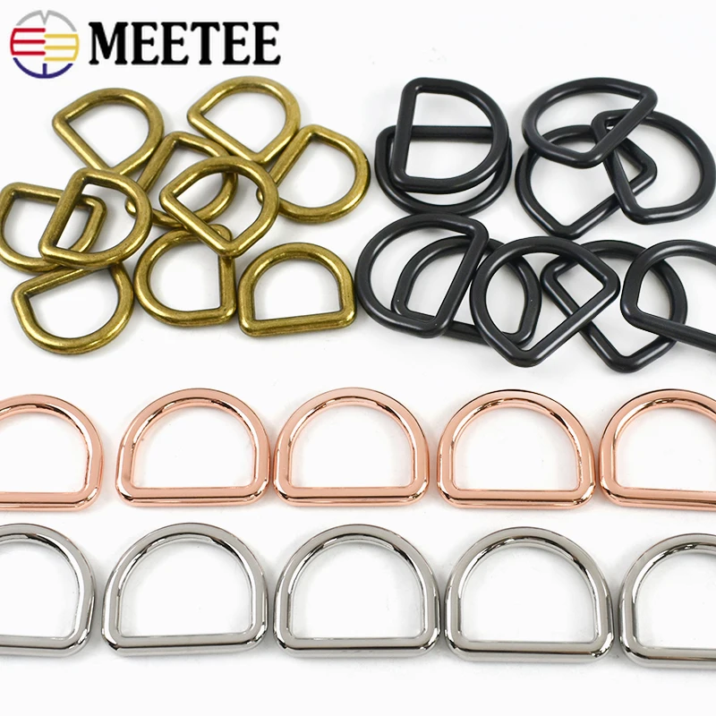 

20Pcs Meetee 10-50mm Metal D Ring Connection Buckle for Belt Backpack Strap Rings Clasp Pet Collar Hook DIY Sewing Accessories