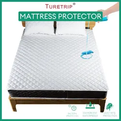 Surmatelas imperméable avec bande élastique, protège-lit matelassé, housse de matelas pour lit simple ou double, 140/160