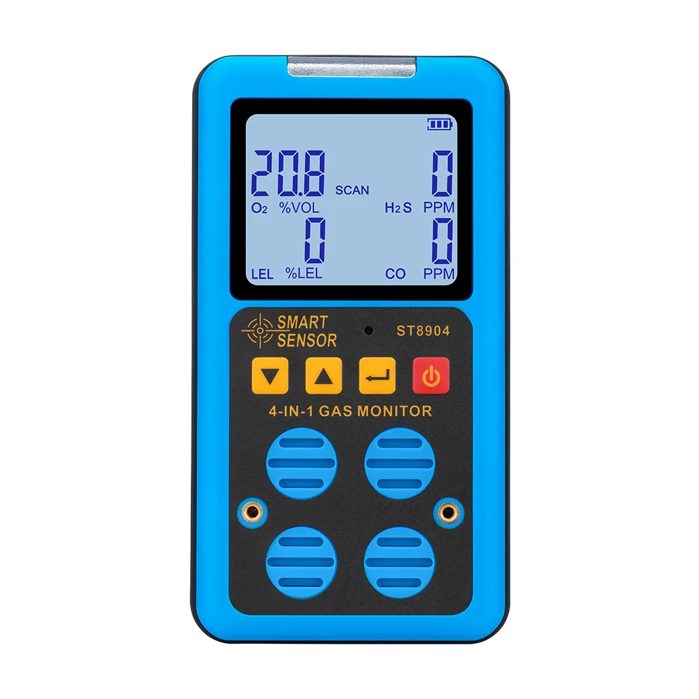 

Digital 4 in 1 Gas Detector Oxygen O2 Hydrogen Sulfide H2S Carbon Monoxide CO Combustible Gas LEL Gas Monitor Gas Analyzer