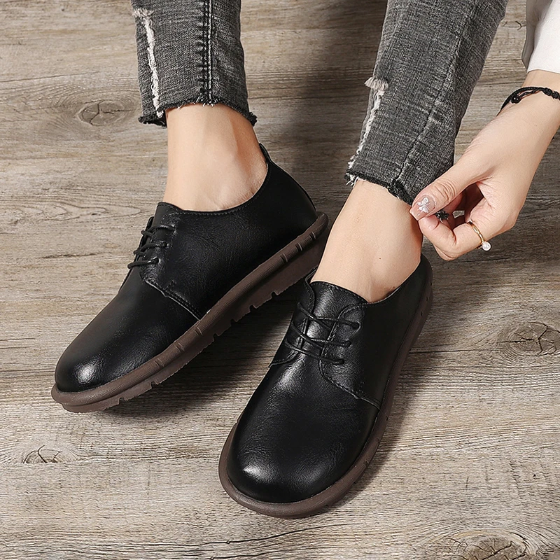 Tênis de couro feminino com renda, mocassins de escritório casual, sapatos clássicos para dirigir, moda empresarial, novo, 2024