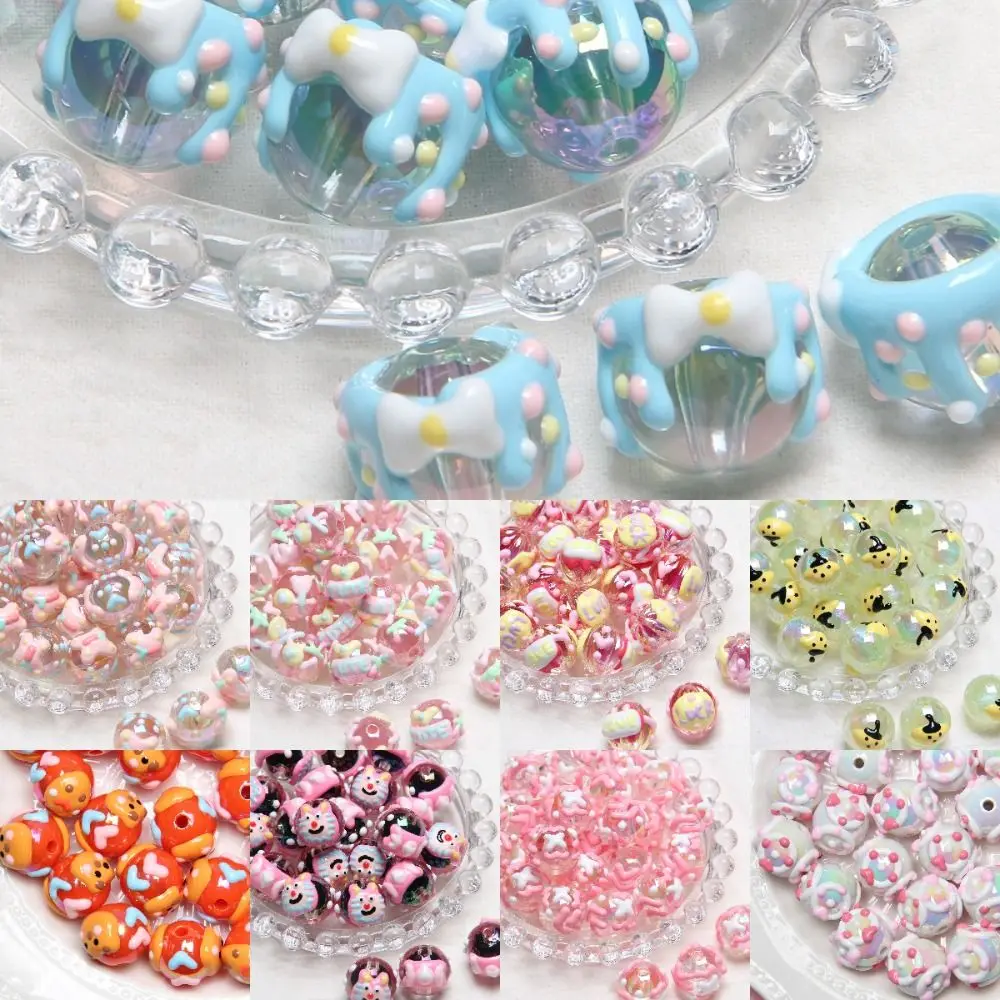 

Creative 10Pcs Heavy Oil Hand Painted Beads 18mm DIY Spacer Beads Universal Love Luck Beading Bracelet