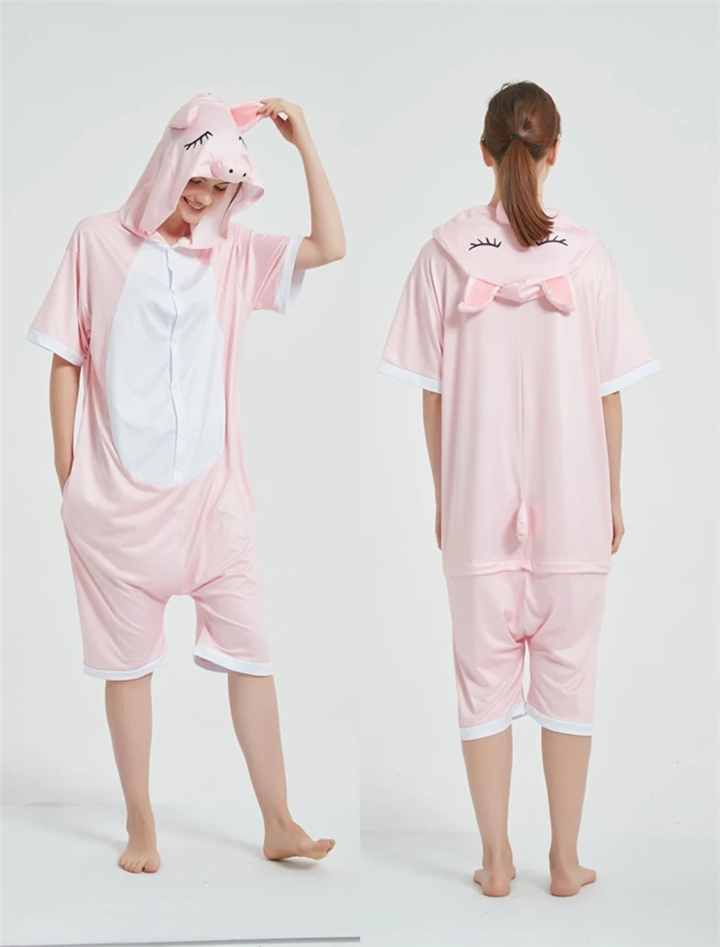 Pyjama à Manches Courtes pour Enfant et Adulte, Vêtement de Nuit, Costume, Dessin Animé Animal, Lingerie Décontractée