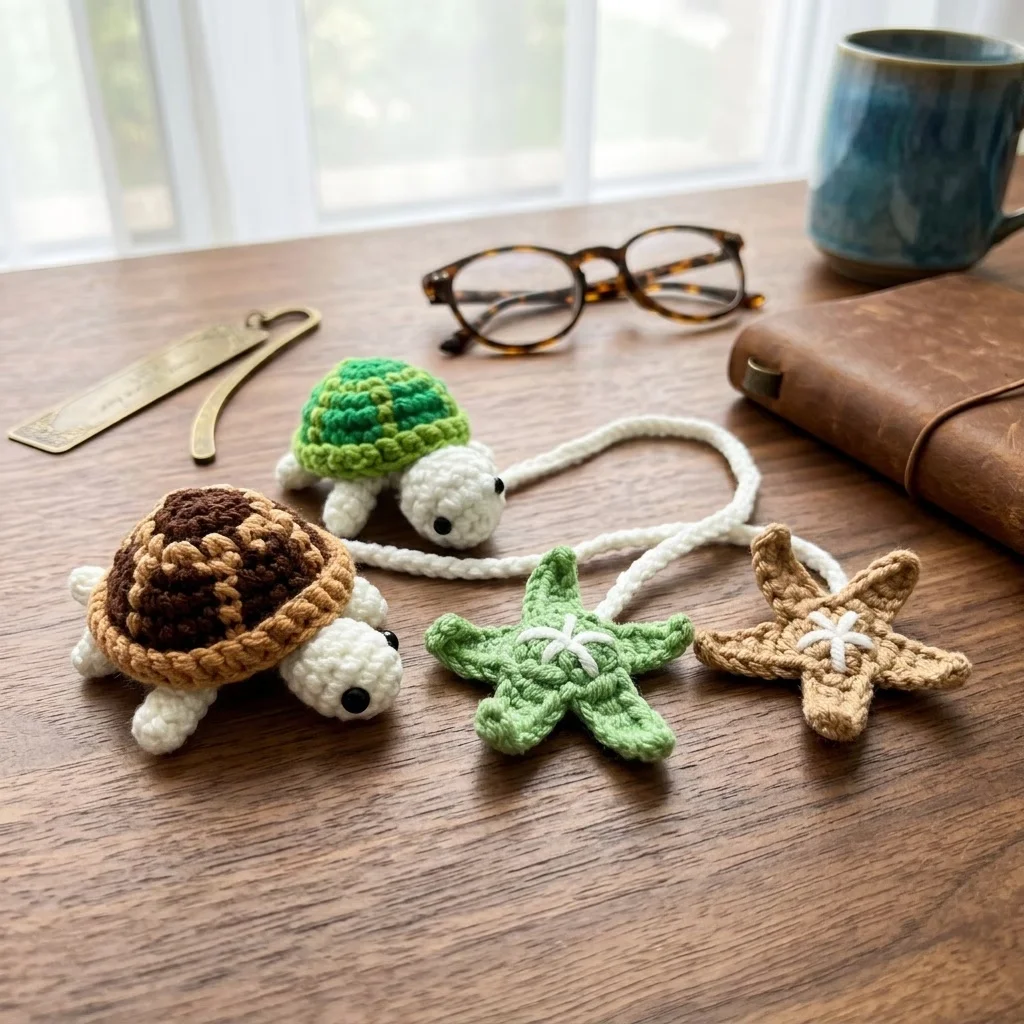 Handmade Crochet Turtle Bookmark, Cute 3D Knitted Turtle Book Mark, Cotton Yarn Reader Gift, Curtain Tieback & Car Decor