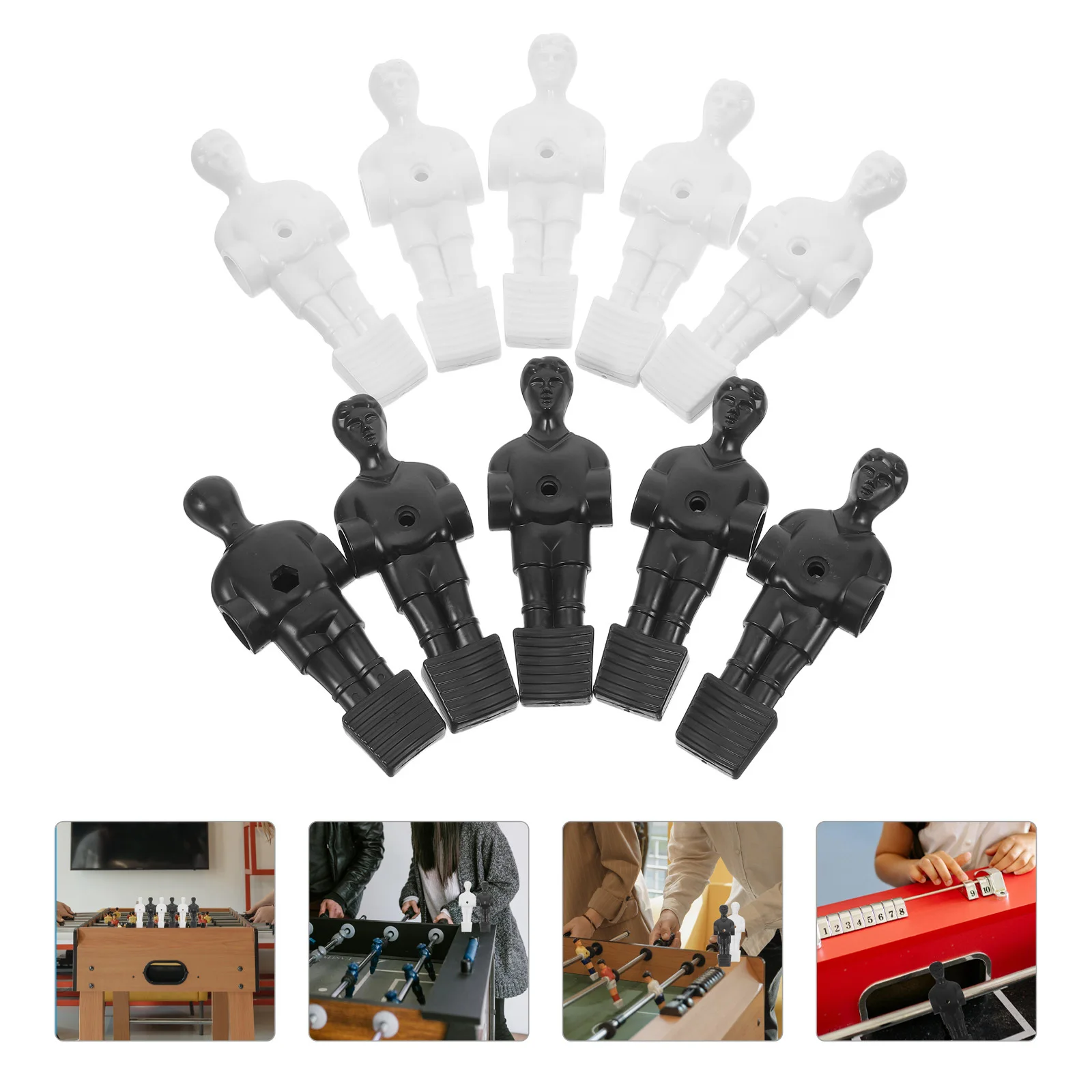 

10pcs Foosball Player Replacement Parts Table Football Figurines Durable Soccer Men For Machine Accessories White Black