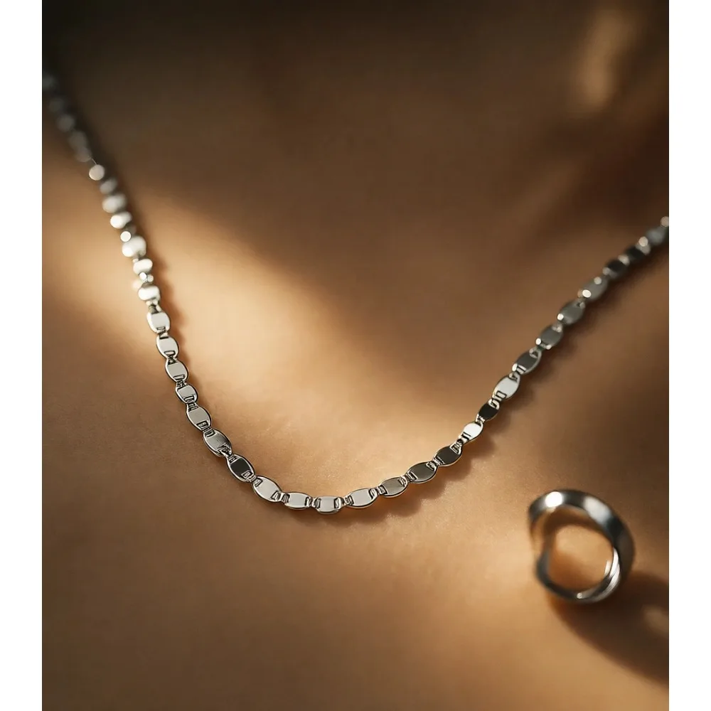 

Итальянское серебряное колье 925 пробы с позолотой 18K, цепочка с зеркальными звеньями для женщин