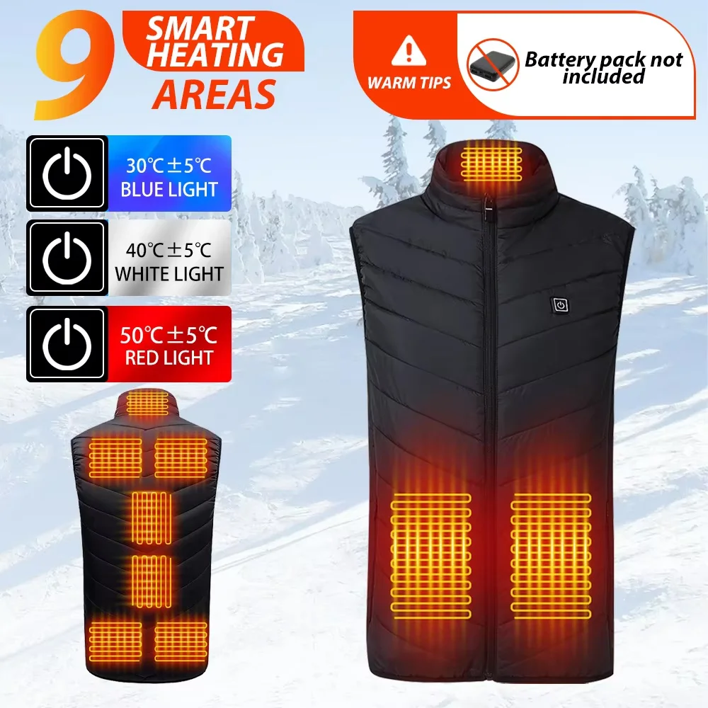 

9-зонный жилет с подогревом для мужчин и женщин, USB жилет с электрическим подогревом, теплая одежда, куртка с быстрым самоподогревом, уличный охотничий жилет