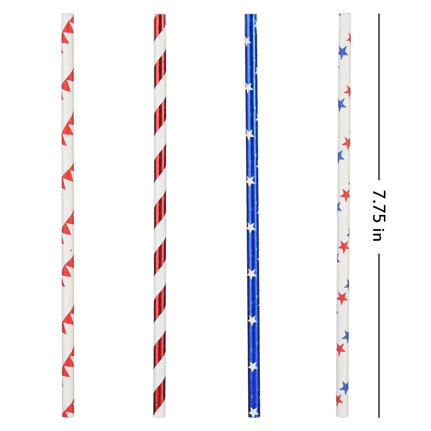 American Flag Red Blue White Paper Straws, 100 Straws for Memorial Day /4th of July, Patriotic Party, Americana Themed Party