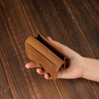 Casual Leather PU Cowhide Short Wallet Solid Color Korean Style Men Short Wallet Small Coin Purse Card Holder Business
