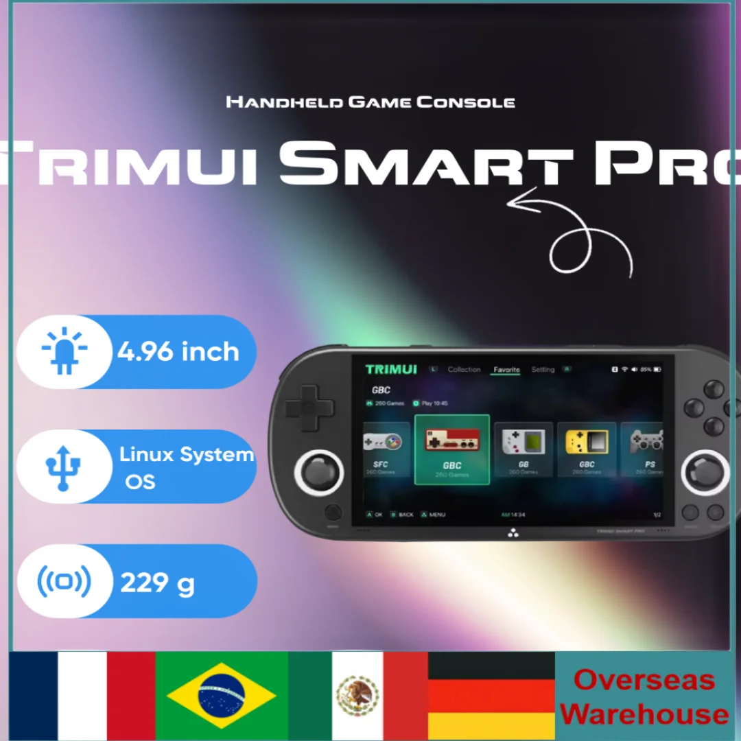 

Trimui Smart Pro Handheld Game Console Linux System 4.96''ips Screen Joystick Rgb Lighting Smartpro Retro Video Game Player Gift