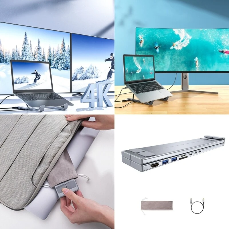 A+for 8 in 1 Type C Hubs USB3.0, 4K, Type C PD100W Charging for More Type C Devices