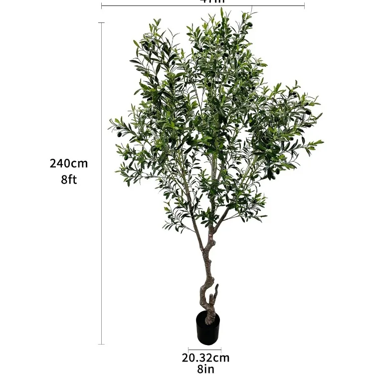 Artificial Tree Faux Olive Tree 8ft(3198leaves) Tall Fake Olive Plant in Pot Fake Silk Tree Faux Plants Indoor