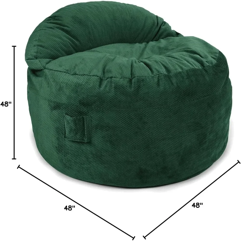 Convertible Bean Bag Chair & Bed - Washable Chenille Cover with Pockets for Remote, Controllers