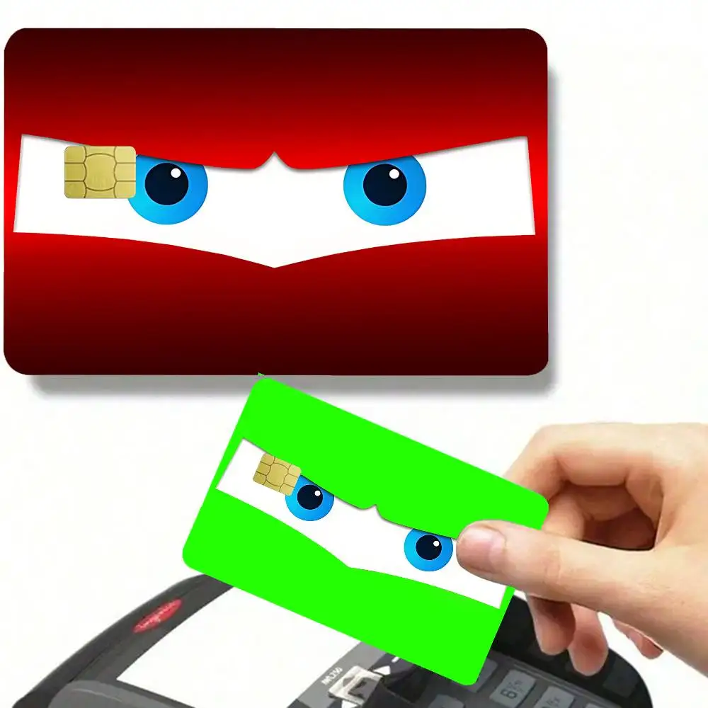 

L-Lightning M-McQueen Cool Card Stickers Cartoon Decorative Small Waterproof Chip 4PCS Card Sticker New Anti-Scratch