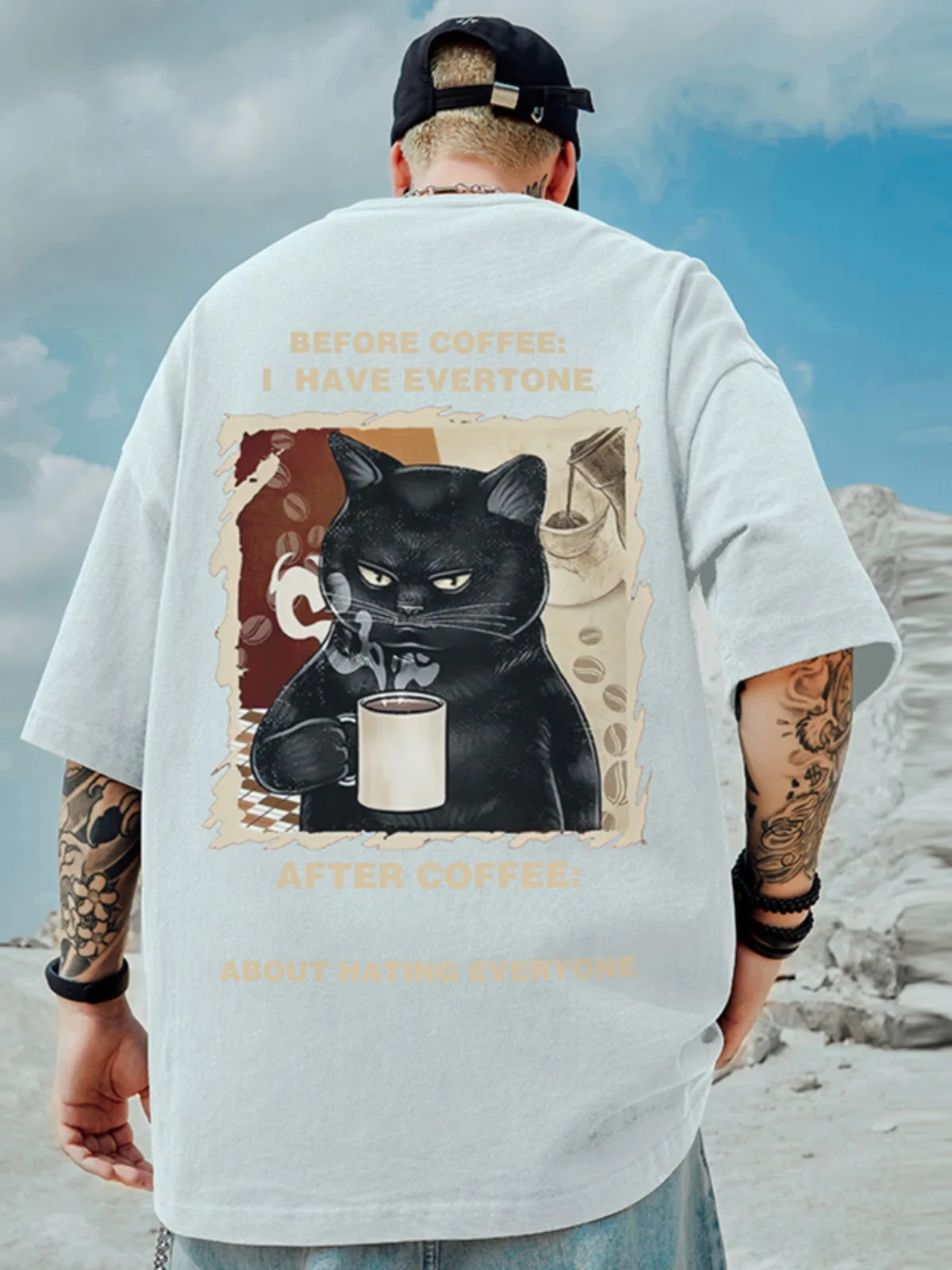 

Heavy American Trendy Brand Loose T-shirt Fat Short-sleeved Men's Enlarged Five-quarter-sleeved Large-size Men's Summer