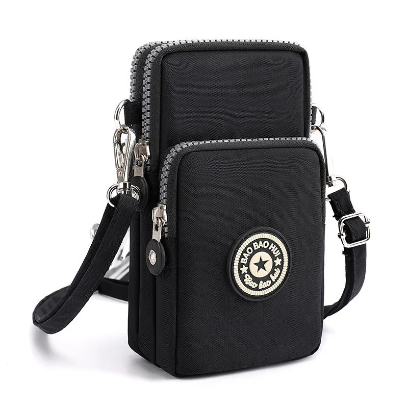 New Mobile Phone Crossbody Bags for Women Fashion Women Shoulder Bag Cell Phone Pouch with Headphone Plug 3 Layer Wallet